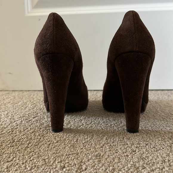 Vintage Prada suede leather almond toe stacked chunky block heel platform pump - Picture 4 of 9